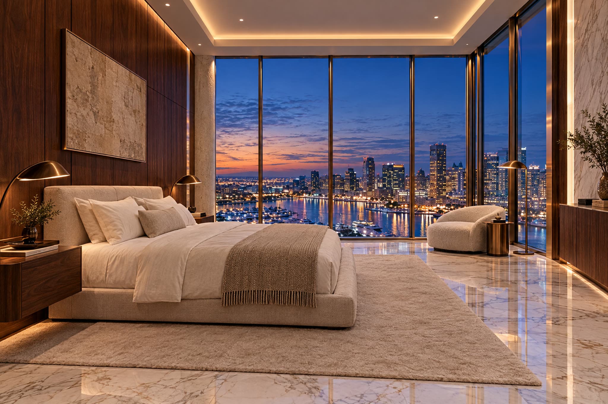 Primary suite facing the harbor
